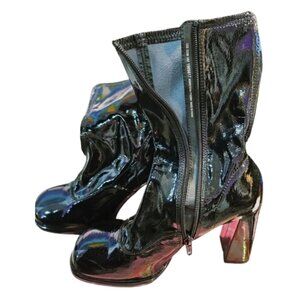 ASOS Iridescent Black Patent Heeled Ankle Boots